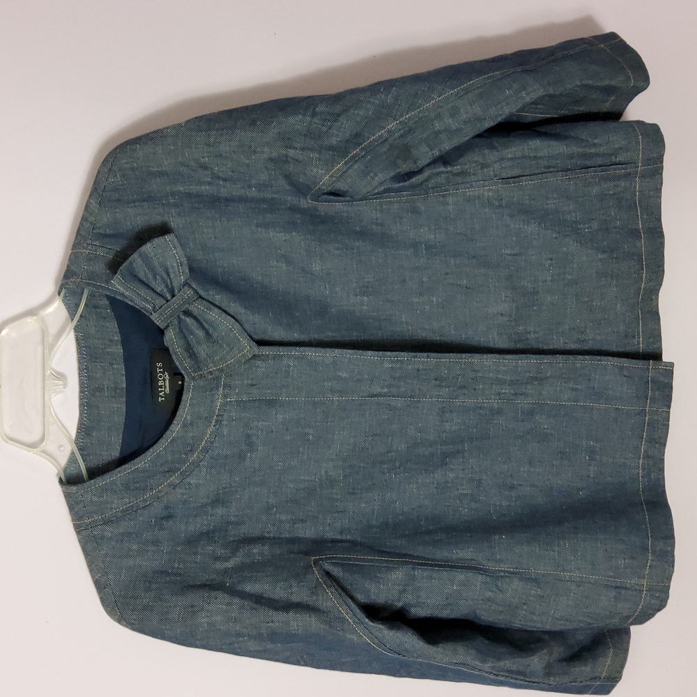 Talbots cropped Linen jacket - Picture 4 of 5